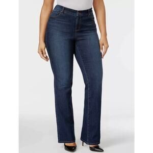 Womens Blue Denim Tummy Control Bootcut Jeans Plus 20w